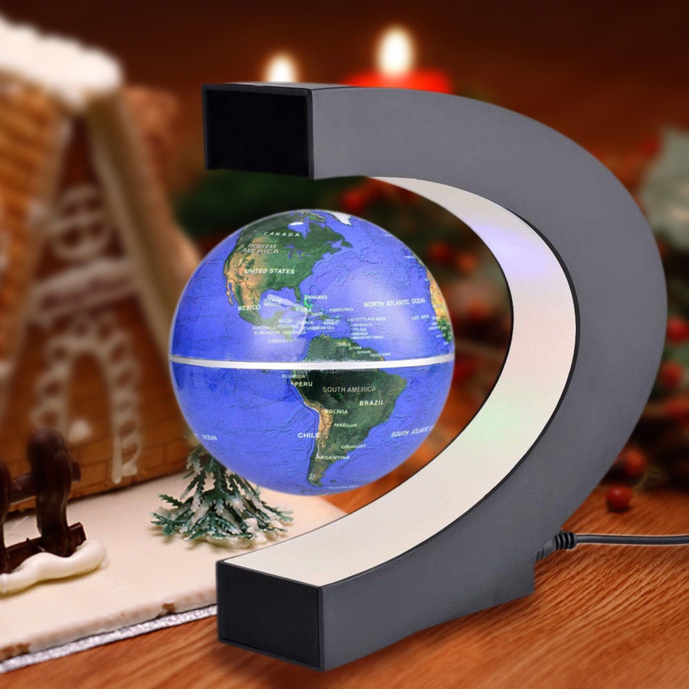 C-shape-LED-World-Map-Floating-Globe-Magnetic-Levitation-Light-Antigravity-magic-novel-light-Xmas-Birthday